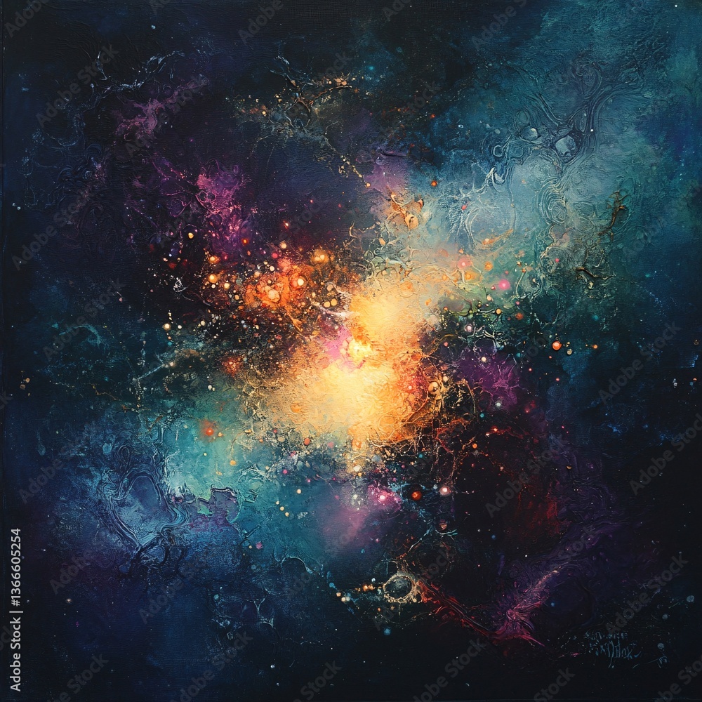 Poster ethereal deep-space scene featuring luminous cosmic patterns
