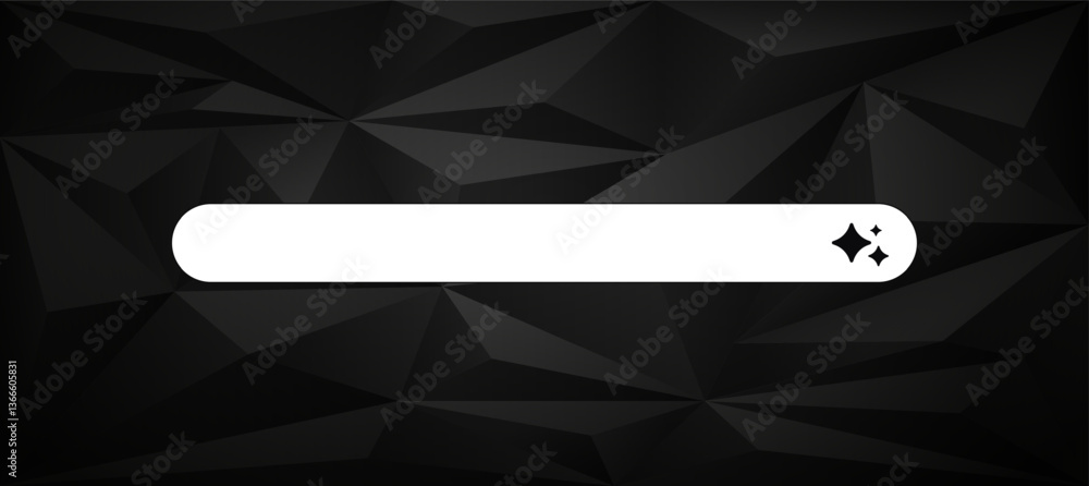 Poster ai search bar with geometric shapes and icons designed for modern technology interface on a dark the
