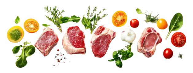 PNG Fresh vegetable and meat Border ingredients vegetables food.