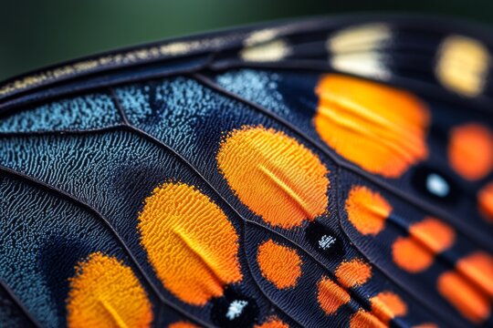 Close-up of butterfly wing showing vibrant pattern and colors