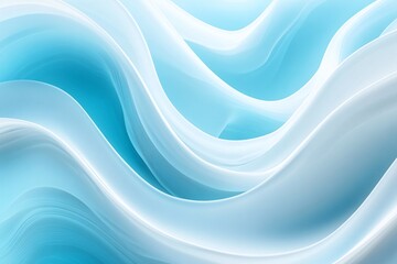 Minimalist Style with Flowing Light Blue and White Abstract Waves Design