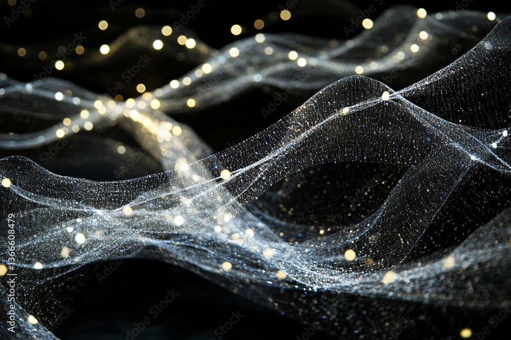 Poster glowing dots and interconnected lines depicting global digital networks