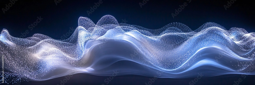 Poster mesmerizing glow of white and cyan streaks in fluid wave pattern