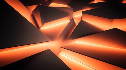 Obraz premium Glowing abstract geometric shapes with bright orange and black contrast