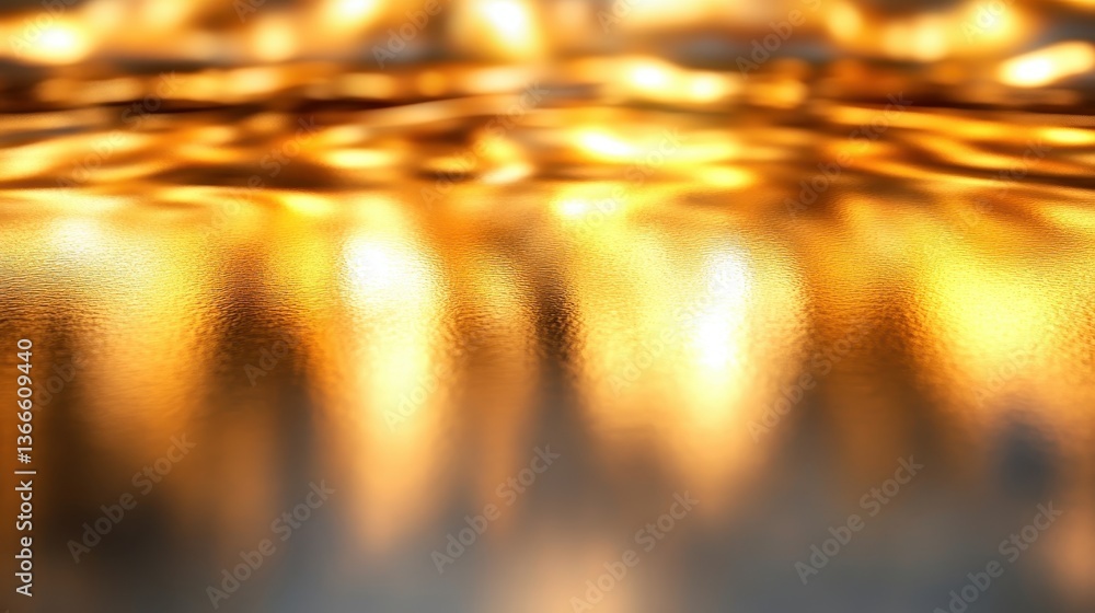Poster abstract golden light reflections on smooth metallic surface creating warm glow