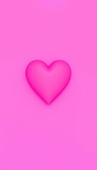 A vibrant pink background features a single, perfectly formed heart, affection, feminine, hot pink