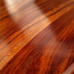 Fototapeta premium Polished wooden surface with rich reddish-brown grain and glossy finish