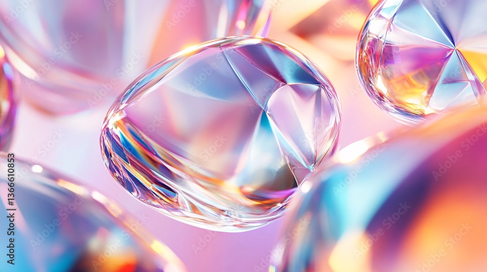Poster futuristic polygon mesh pulsating with holographic energy reflections in motion