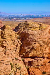 Red Rock Canyon and Las Vegas Skyline Aerial Perspective