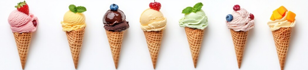Assortment of Flavors Ice Cream Cones