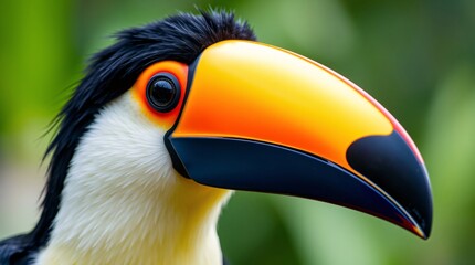 Obraz premium Close-Up High-Resolution Toucan Head Stock Photo - Vibrant Colors & Sharp Detail