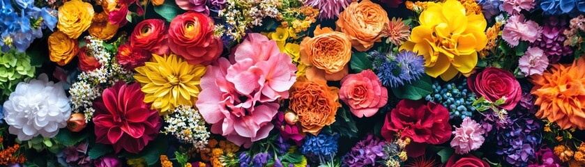 Fototapeta premium Vibrant array of multicolored flowers, a stunning burst of natural beauty