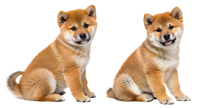 group of shiba inu dogs isolated