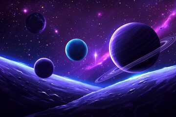 illustration cosmic scene featuring planet and star