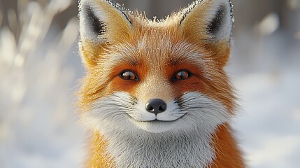 Fototapeta premium Playful fox smiling brightly in golden light high resolution picture
