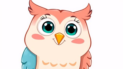 Playful Cartoon Owl on White Background – Whimsical High-Resolution Stock Photo