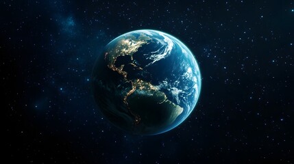 Exploring the beauty of planet Earth amid a starry backdrop in the vast cosmos