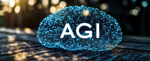 A blue brain with the letters AGI on it