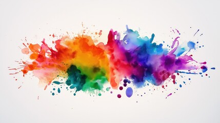 Fototapeta premium Vibrant multicolor watercolor splash on white background