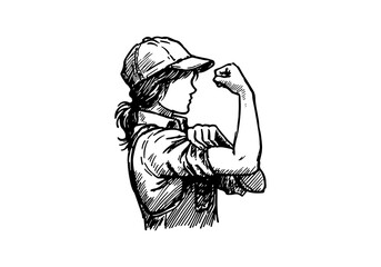 May Day labour hand drawn sketch vector illustration