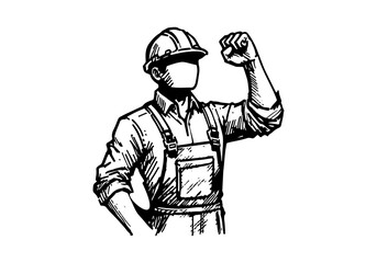 May Day labour hand drawn sketch vector illustration