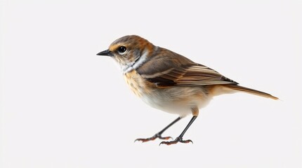 Delicate Small Bird with Detailed Feathers in Soft Light, Isolated on Neutral Background