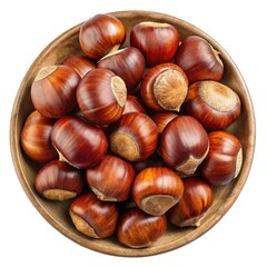 Obraz premium A Bowl of Roasted Chestnuts Ready to Eat A Delicious Autumnal Treat