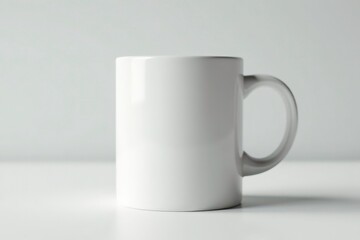 Classic white mug, handle detail, clean background, stoneware, vessel