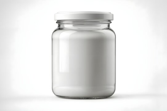 Transparent Glass Jar Mockup with Blank Label for Packaging Design