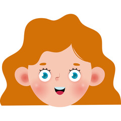 cute little kid head character element Illustration flat style