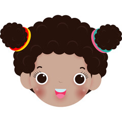 cute little kid head character element Illustration flat style