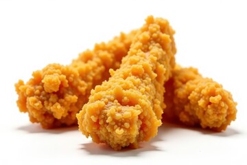 Crispy fried chicken strips isolated on white , white background, delicious, crispy