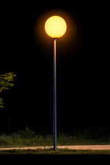 Illuminated spherical streetlight at night