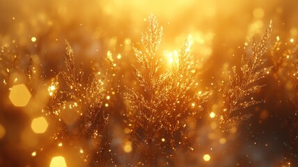 Naklejka premium Golden Hour Meadow: Nature's Sparkling Embrace