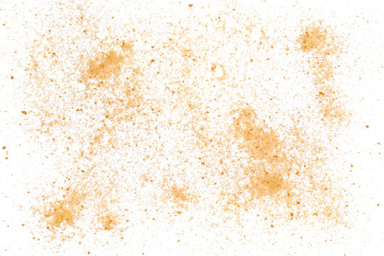 crystallized brown sugar flying, isolated on white, clipping path