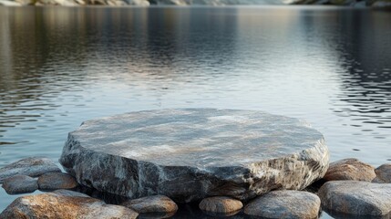 Fototapeta premium Rock Podium on Lake 