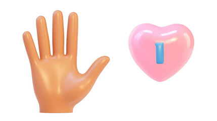 3D Illustration Of A Hand And A Pink Heart On A Transparent Background