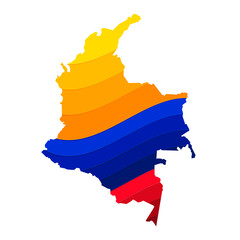 Map Colombia  paint colors in the national flag, yellow, blue, red Vector illustration