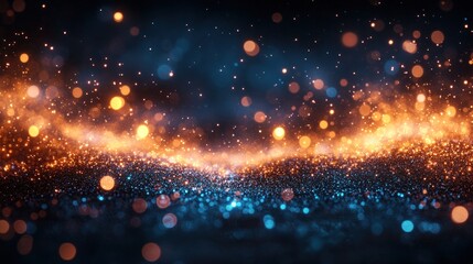 Fototapeta premium Cosmic Glitter: A Celestial Dance of Blue and Orange
