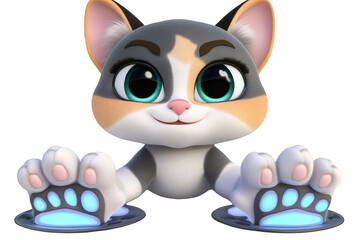 3d Illustration Of A Cute Playful Cat With Happy Smiling Face And Big Eyes