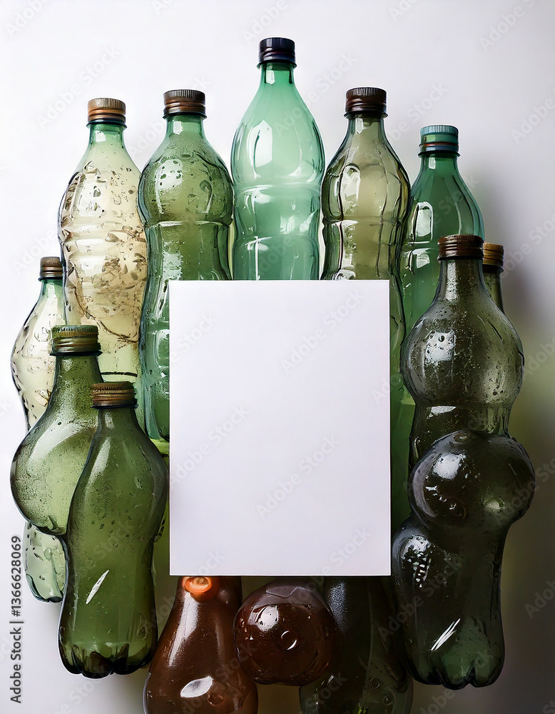 Aufkleber empty bottles on white background. plastic containers of different shapes and colors. clean bottles 