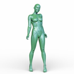 女性サイボーグ　3DCGレンダリング