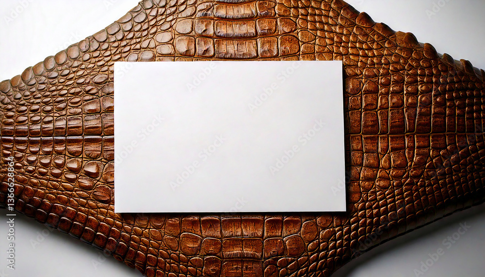 Aufkleber brown animal skin texture. rectangular paper is placed on the surface. reptile pattern. blank messag