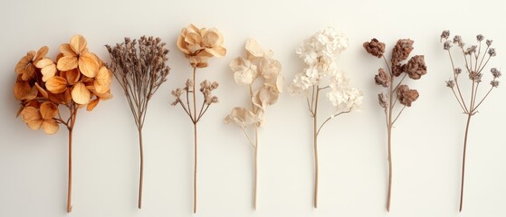 Elegant Dried Hydrangea Floral Arrangement on Pale Backdrop 