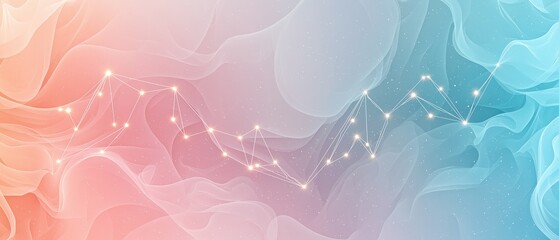 Abstract digital art with glowing network on pastel gradient background