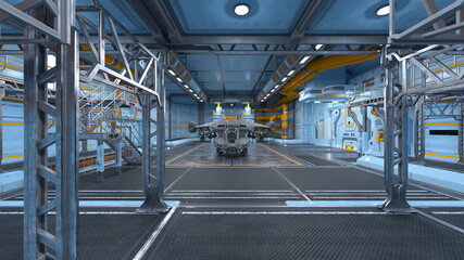 宇宙船格納庫　3DCGレンダリング