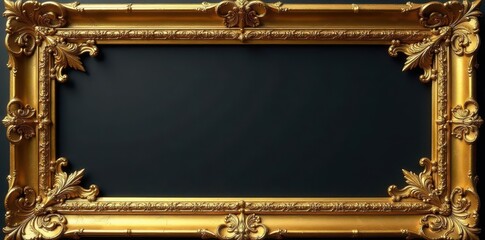 Close-up of a golden frame's intricate design, pattern, vintage, antique