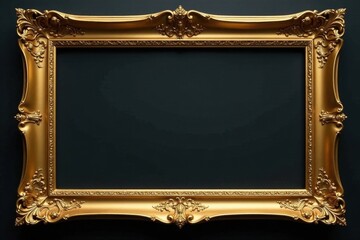 Elegant gold metallic frame, clean isolated background , photo frame, element, display