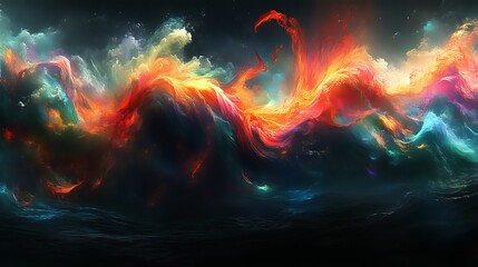 Fototapeta premium Colorful abstract depiction of swirling clouds and nebulous forms