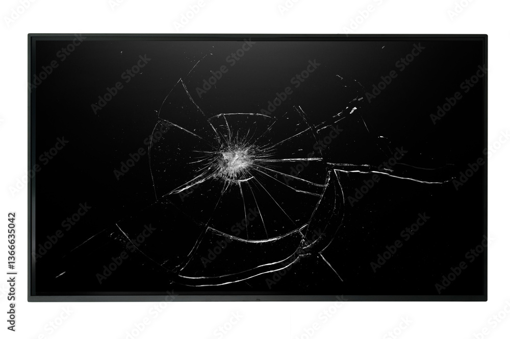 Aufkleber digital board, lcd panel. large computer monitor display with broken screen isolated on transparent 